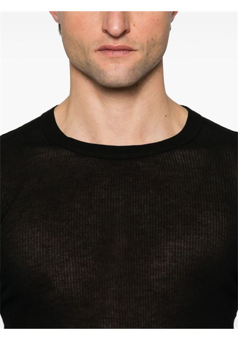 Black ribbed T-shirt Rick owens - men RICK OWENS | RU01E5250RC09